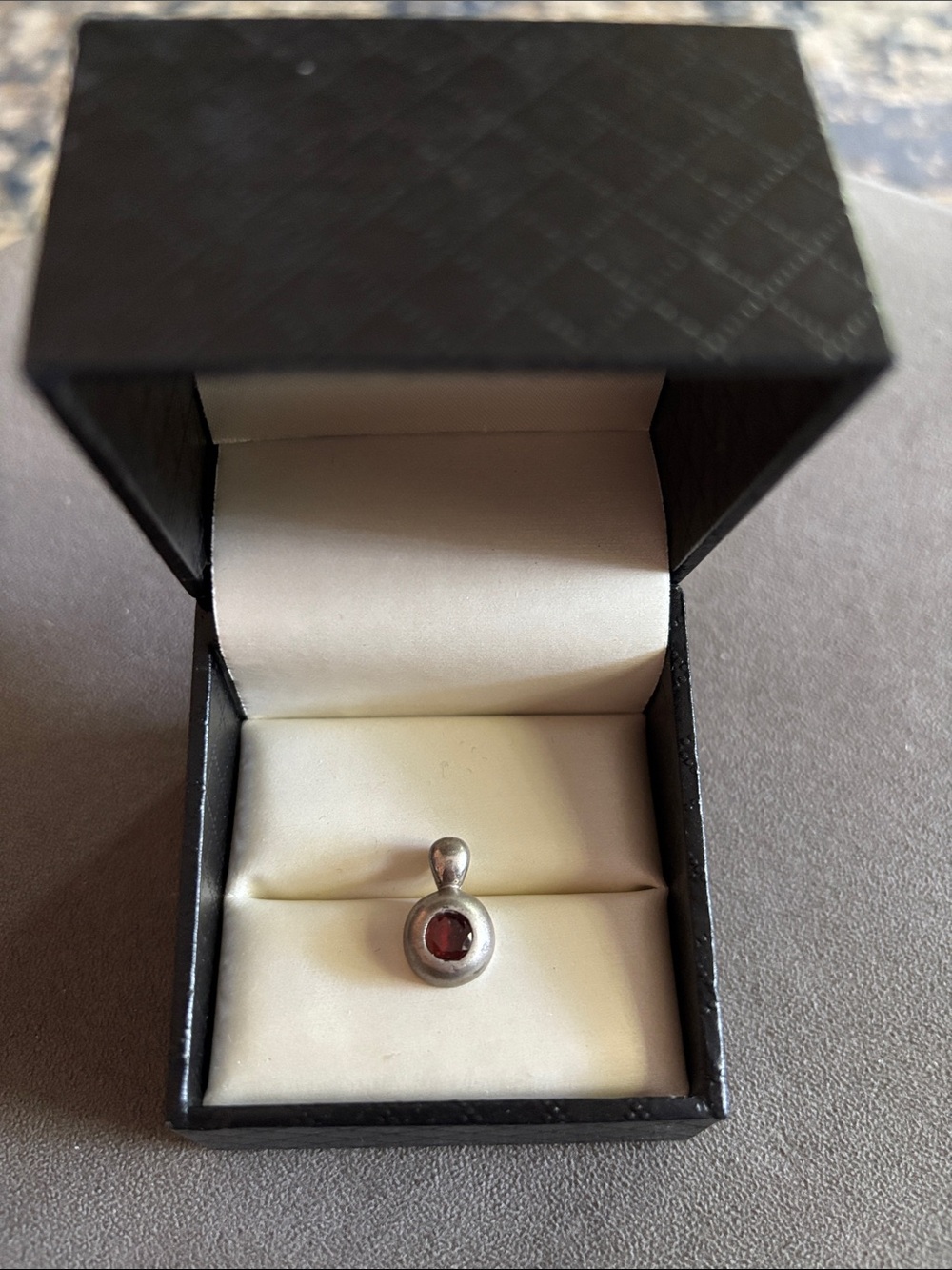 Sterling Silver Garnet Pendant - Deep Red